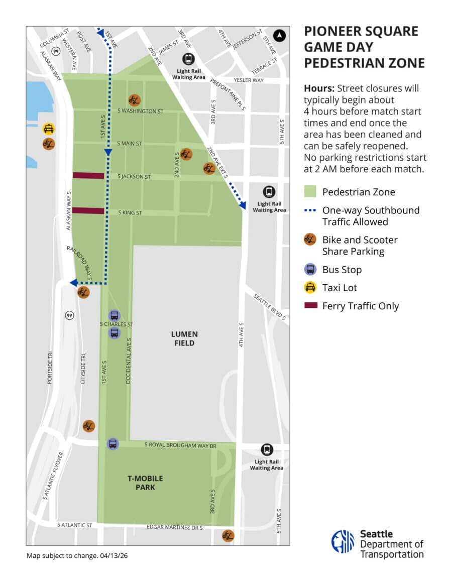 Map of street closures near stadium